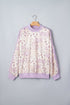Floral Print Mock Neck Paneled Sleeve Sweatshirt