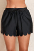 Scalloped Hem Drawstring Waist Pull On Shorts
