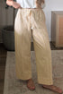 Striped Ribbon Drawstring Waist Full Length Shift Pants