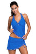 Empire Waist Halter V Neck Skirted Tankini Set