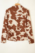 Western Cow Spots Printed High Neck Sheath Long Sleeve Top