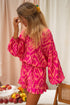 Bohemian Aztec Geometric Print Puff Sleeve Ruffled Sleepwear Set
