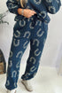 Elastic Waist Western Print Pocket Two Piece Pant Set