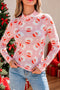 Abstract Stand Neck Sheath Long Sleeve Top
