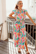 Abstract Print Ruffle Sleeve Smocked Wide Leg Pant Sets