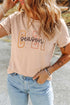 Embroidered Slogan Short Sleeve Typography Graphic Tee
