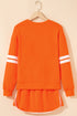 Rhinestone Pumpkin Print Long Sleeve Shift Skirt Set