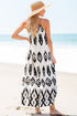 Abstract Geometric Pattern Sleeveless Flowy Maxi Dress
