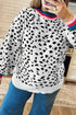 Leopard Print Round Neck Long Sleeve Tunic Sweater