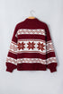 Geometric Pattern Zip Up Long Sleeve Cardigan