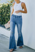 Exclusive Distressed Bell Bottom Flare Denim Jeans