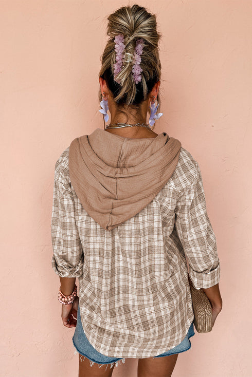 Southern Belle Checkered Plaid Loose Fit Hooded Shacket