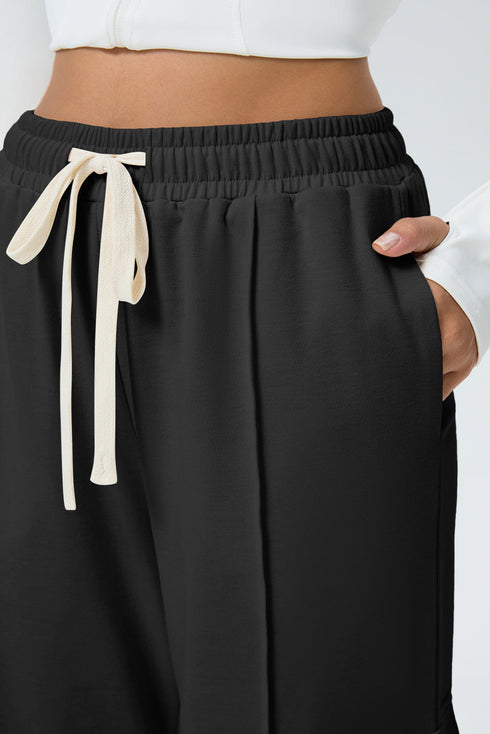 Drawstring Elastic Waist Cargo Patch Pocket Pants