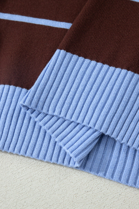 Striped Color Block Sleeveless Round Neck Sweater Vest