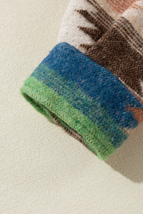 Aztec Print Western Button Up Shirt Jacket