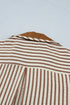 Stripe Shirt Collar Patchwork Trim Ruffle Hem Mini Dress
