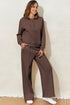 Collared Raglan Sweatshirt And Wide Leg Pant Set