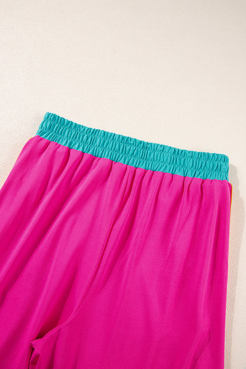 Geometric Block Pattern Trim Detail Pant Set