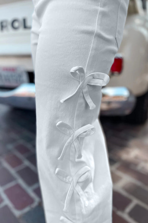 Bow Knot Side Detail Loose Wide Leg Jeans