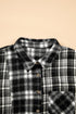 Plaid Long Sleeve V Neck Shift Shirt Jacket