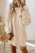 Long Sleeve Cable Knit Crew Neck Sweater Dress