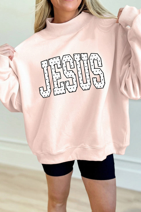 Jesus Polka Dot Mock Neck Tunic Sweatshirt