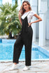 Solid Casual Adjustable Spaghetti Strap Straight Leg Jumpsuit