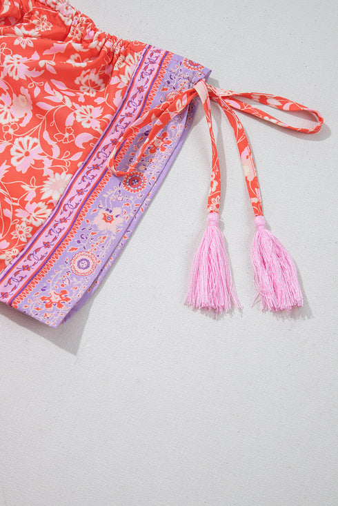 The Isabella Floral Print Tasseled Tied Sleeve Empire Waist Maxi Ensemble