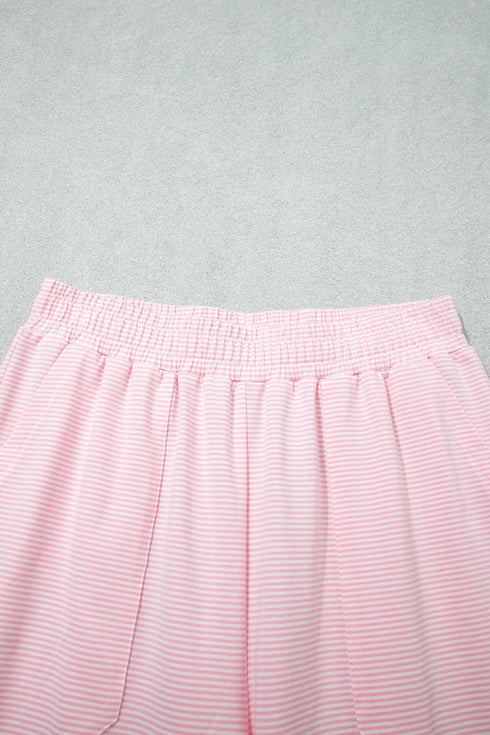 Striped Trim Mock Neck Pullover Drawstring Pants Outfit Pant Set