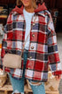Casual Hooded Button Front Plaid Print Shacket