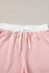Contrast Trim Ruffled Sleeve Smocked Drawstring Short Set