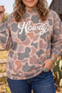Detailed Pure Polyester Camouflage Western Graphic Sweatshirt