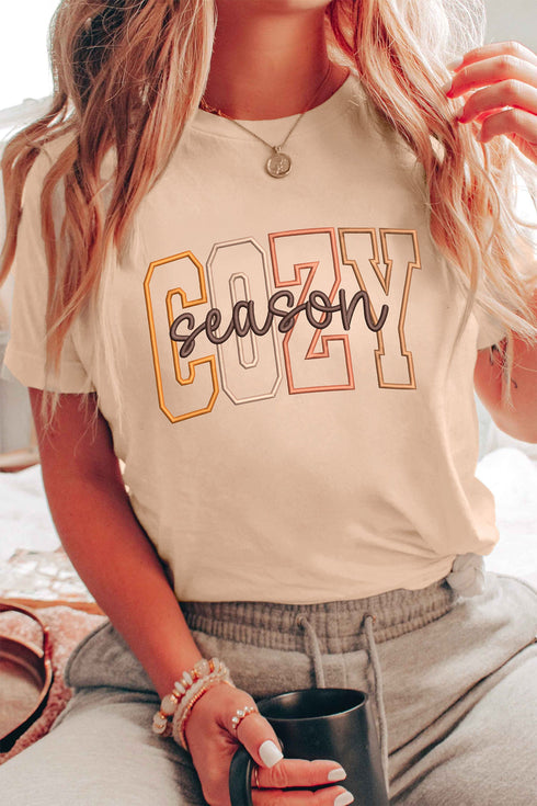 Embroidered Slogan Short Sleeve Typography Graphic Tee