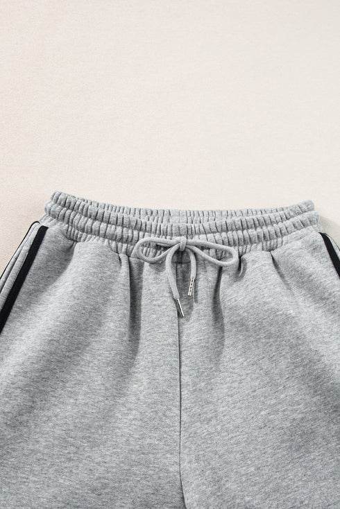 Double Stripe Crew Neck Relaxed Two Piece Set