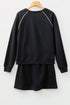Contrast Trim Crewneck Pullover Mini Skirt Two Piece Dress