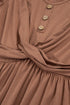 Shirred Cuff Long Sleeve Button Round Neck Mini Dress