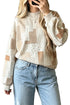 Floral Patchwork Mock Neck Long Sleeve Sweatshirt