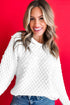 Viscose Textured Knit Pearl Embellished Pullover Sweater