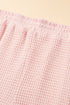 Solid Waffle Knit Fringe Trim Textured Short Set