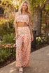 Bohemian Floral Print Bandeau Wide Leg Pant Set