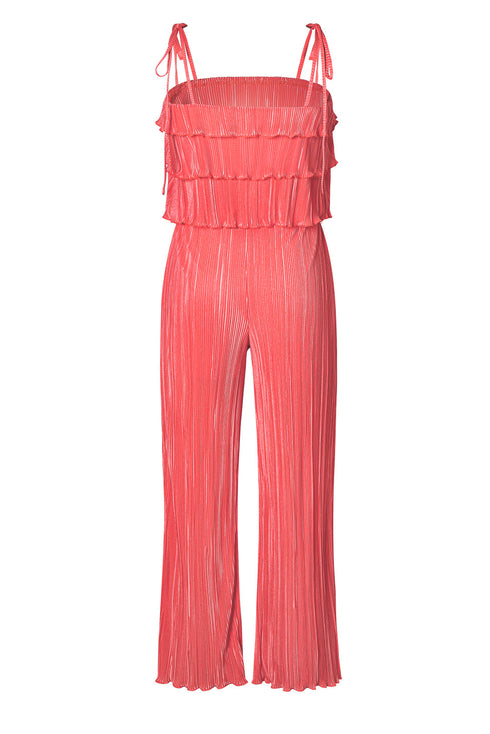 Solid Ruffle Tiered Cami Pleated Wide Leg Pant Sets