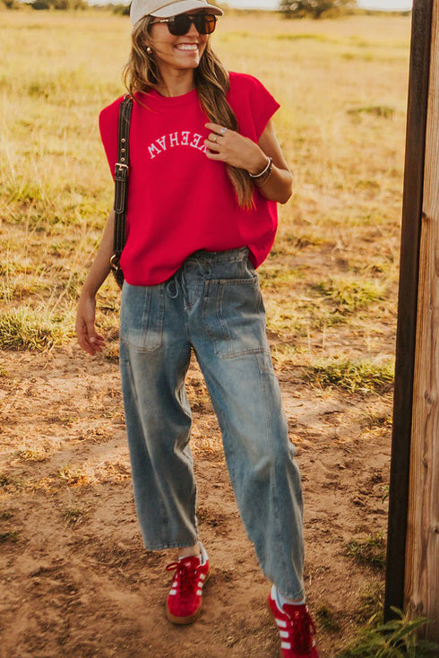 Yeehaw Graphic Sleeveless Crew Neck Knit Sweater