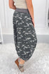 Camouflage Print Drawstring Waist Cargo Barrel Pants