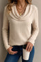 Ribbed Knit Cowl Neck Long Sleeve Top
