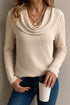 Ribbed Knit Cowl Neck Long Sleeve Top