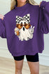 Cute Ghost Print Pullover Mock Neck Sweatshirt