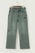 Distressed Raw Edge Wide Leg Denim Jeans