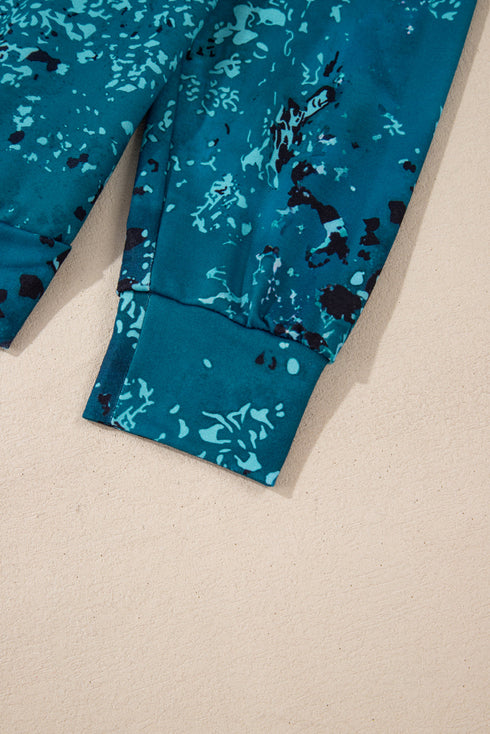 Abstract Print Raglan Sleeve Relaxed Pullover Sweatshirt