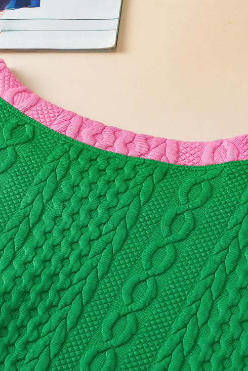 Exclusive Cable Knit Textured Two Piece Short Sets