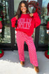 Slogan Graphic Plaid Two Piece Pant Set